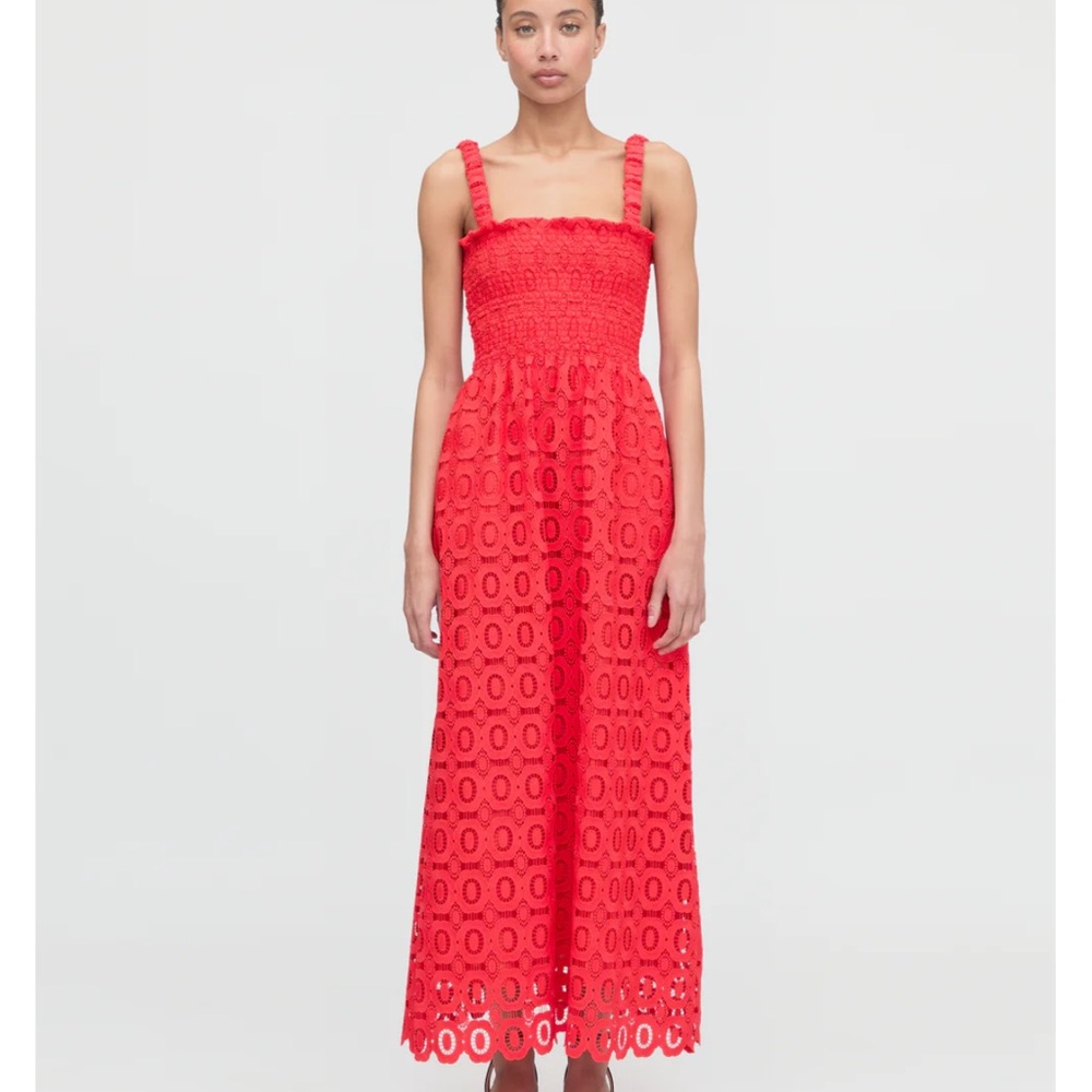 Hill House Red Eyelet Midi Dress